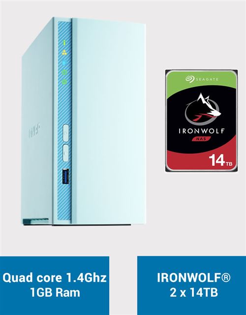 QNAP TS-230 Serveur NAS IRONWOLF 28To (2x14To)