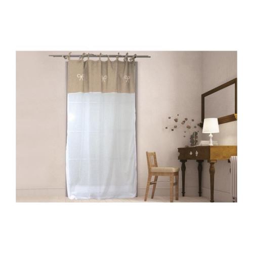 SOLEIL DOCRE Voile a nouettes brodé EMILIE - 135x250cm - Coton Taupe