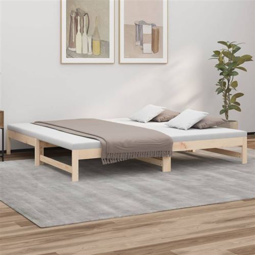 vidaXL Lit coulissant 2x(100x200) cm Bois de pin massif
