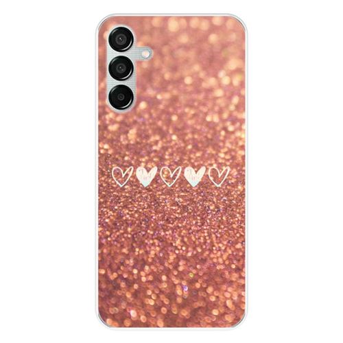 Coque en silicone imprimée compatible Samsung Galaxy M15 5G Paillettes coeur