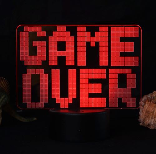 Lampe d'illusion VORMOR 3D Veilleuse Tactile Forme GAME OVER 7 Couleurs