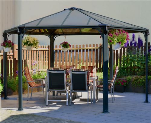 Palram - Canopia Tonnelle de jardin hexagonale Monacom² 3.6X4 Gris