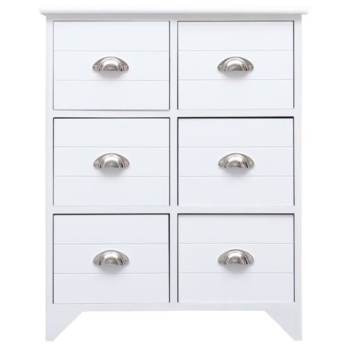 vidaXL Armoire latérale et 6 tiroirs Blanc 60x30x75 cm Bois Paulownia