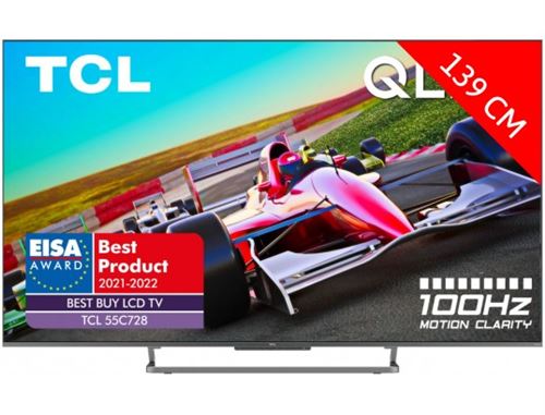 TCL 55C728 - Classe de diagonale 55" (54.6" visualisable) TV QLED - Smart TV - Android TV - 4K UHD (2160p) 3840 x 2160 - HDR - LED à éclairage direct, Quantum Dot