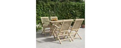 vidaXL - Salon de jardin - Teck massif - Gris - 5 pièces - 120 x 70 x 75 cm - Image 3
