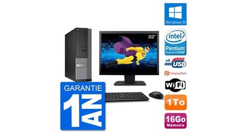 Pc dell optiplex 3020 sff ecran 22" g3220 ram 16go disque 1to windows 10 wifi