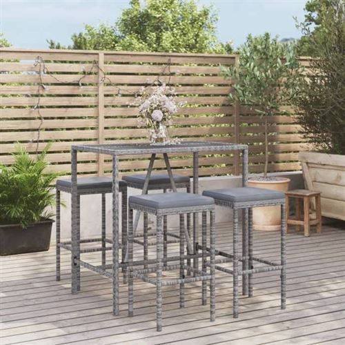 vidaXL - Ensemble de bar de jardin - 5 pièces - Gris - Image 2