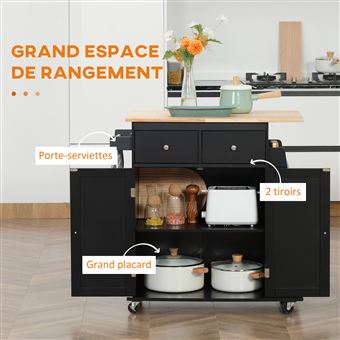 Armoire De Cuisine Multi-rangements 4 Portes + Grand Tiroir Noir - Buffet  de cuisine BUT