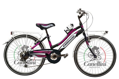 Vélo Fille Canellini VTT LINCY 24 6V Noir/Fuchsia