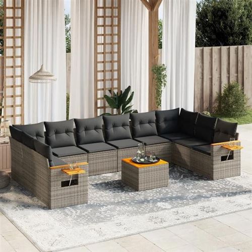 Non Communiqué Gris Salon De Jardin Modulable Vidaxl Rotin 11 Pieces 10 Personnes