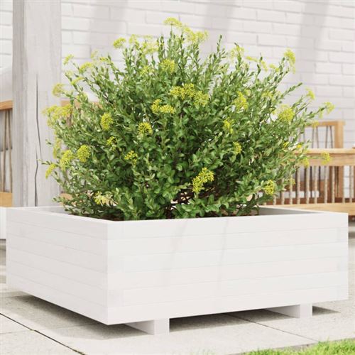 vidaXL - Jardinière - Bois de Pin - Blanc - 70x70x26,5 cm - Image 3