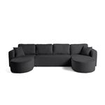 Miro - canapé panoramique en U 7 places - convertible avec coffre - en velours texturé - Gris Anthracite