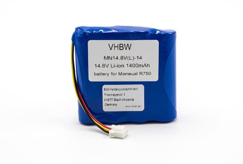 Vhbw Li-Ion batterie 1400mAh (14.8V) pour Home Cleaner robots domestiques Moneual Rydis Cleanbot R750