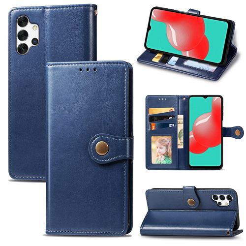 MPFRANCE Housse pour Samsung Galaxy A32 5G Bleu [Porte Carte, etui portefeuille, boucle]