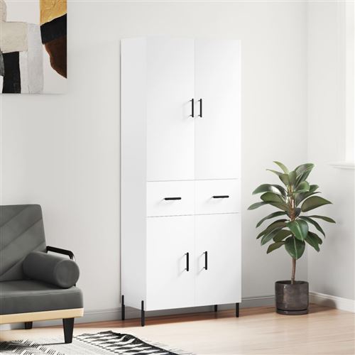Non Communiqué Blanc Vidaxl Buffet Haut, Armoire De Rangement Avec Pieds, Meuble De Rangement, Organisateur Salon Salle De Séjour, Moderne, Bois D'ingénierie