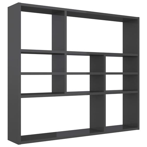 vidaXL Étagère murale Gris brillant 90x16x78 cm Aggloméré