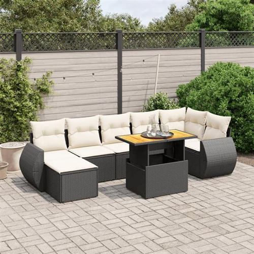 Vidaxl Noir Salon De Jardin 8 Pcs Résine Tressée - Image 2