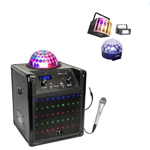 Pack Enceinte Karaoke sans fil USB/Bluetooth BOOST-KUBELED-BK - 3