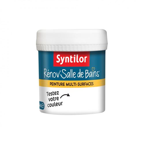 Testeur peinture salle de bains toute surface SYNTILOR, blanc satin, 0.075 l