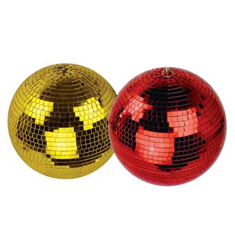 Pack Boules à Facettes Rouge et Gold 30 Cm FxLab - en verre miroir poli coloré (10mm x 10mm), Sono DJ Ambiance, Disco LED - 1