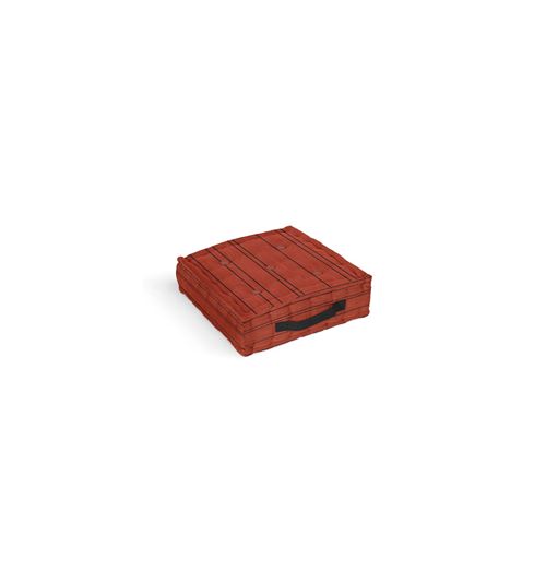 Coussin tapissier en coton 40x40x8 cm KENT brique et noir, par Soleil d'ocre