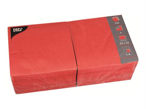 PAPSTAR - Serviette - Taille 33 x 33 cm - jetable - rouge (pack de 250)