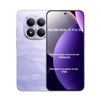 Smartphone Xiaomi Redmi Note 15 Pro 5G 8Go RAM 512Go Violet 6.83" 1.5K 200MP 6580 mAh Version EU - 1