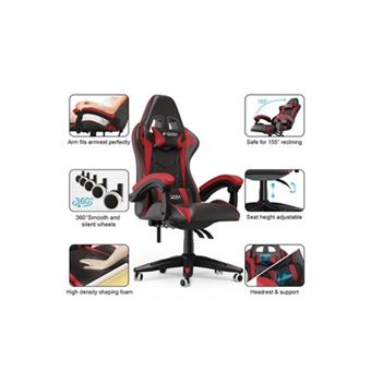 Fauteuil gamer RACER - accoudoirs rabattables - noir et rouge Pas Cher |  Bureau Vallée