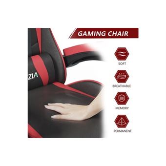 IDIMEX Chaise de Bureau Gamer Force Fauteuil Gaming Ergonomique pivotant,  siège baquet Racer avec Dossier inclinable accoudoirs réglables et Coussins  pour Le Dos, revêtement Tissu Noir/Rouge