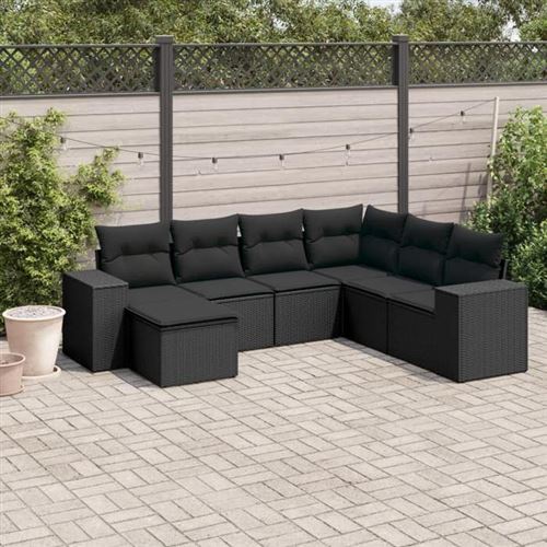 Non Communiqué Noir Salon De Jardin Modulable Vidaxl Rotin 7 Pieces 62 X 62 X 69 Cm 2 Personnes