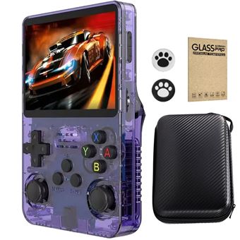 R36MAX Console Rétro Portable – 22000+ Jeux, 40 Émulateurs, Écran IPS 4″ – Linux Open Source (Violet Transparent 128 Go)