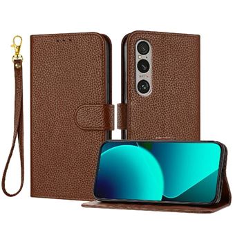 Compatible avec Coque pour Sony Xperia 1 VI 2024 Étui Protection Housse De Téléphone Portefeuille Léther Cuir PU Flip Folio Titulaire De Fentes Pour Cartes ZURSANA Marron - 1