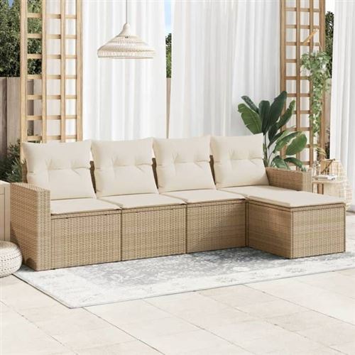 Non Communiqué Beige Vidaxl Salon De Jardin Avec Coussins 5 Pcs Résine Tressée 3251225