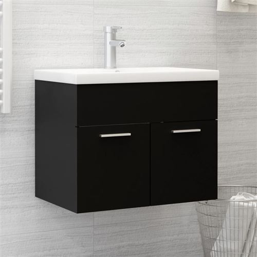 vidaXL Armoire d'évier avec lavabo intégré Noir Aggloméré3071271