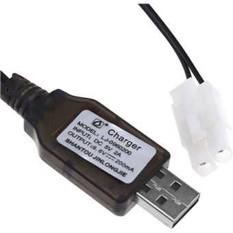 Câble Chargeur USB SM-4P – 7,4V 1000mA – Pour Batterie LiPo 2S RC – Protection Intelligente – 14g