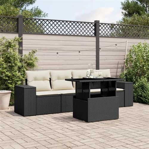 Non Communiqué Noir Salon De Jardin Modulable Vidaxl Rotin 5 Pieces X 83 X 69