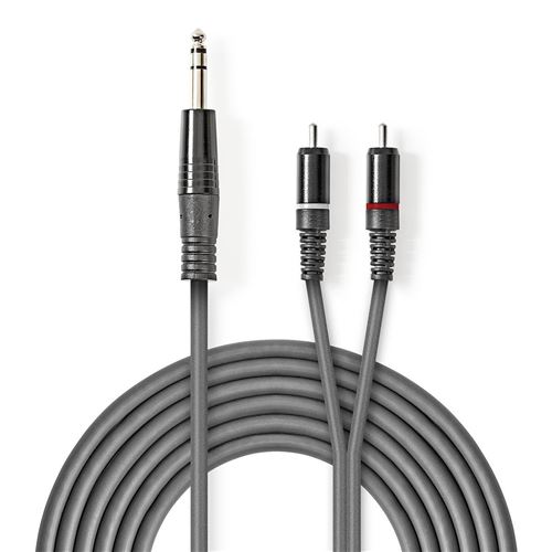Non Communiqué Gris Câble Audio Stéréo 6,35 Mm Mâle - 2X Rca Mâles 1,5 M