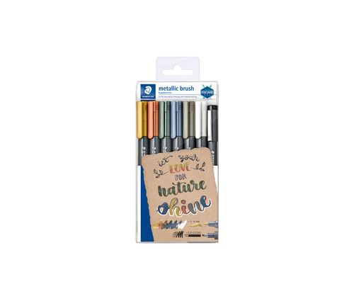 STAEDTLER Feutre pinceau metallic brush, étui de 6 + pigment