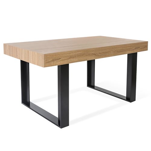 Non Communiqué Noir Table A Manger Fixe Sans Tiroir 6 Personnes Rectangulaire En Mdf L 160 Cm