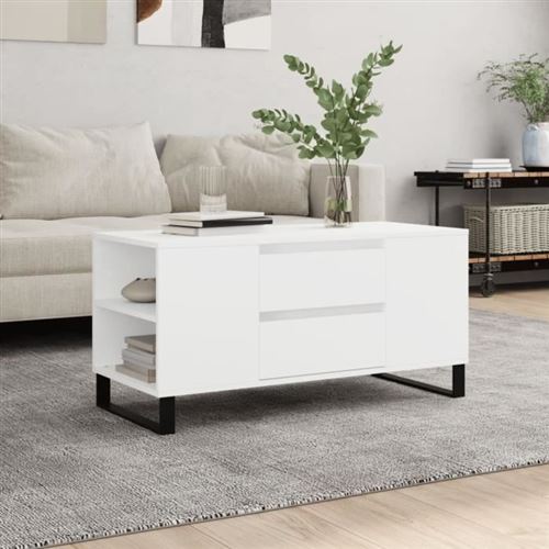 Vidaxl Blanc - Table Basse 102 Cm - Image 3