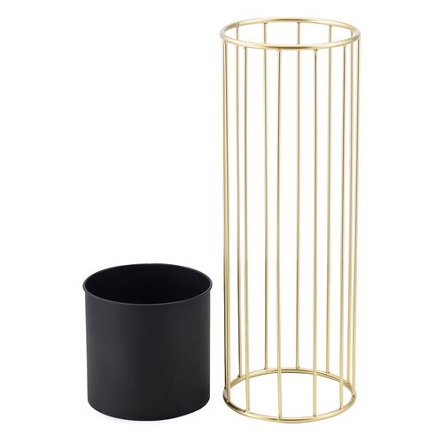 Lot De 2 Supports De Plante Set Cache-pot Pot De Fleur Bac À Fleurs Vase  Métal Tailles Différentes Noir Doré [en.casa]