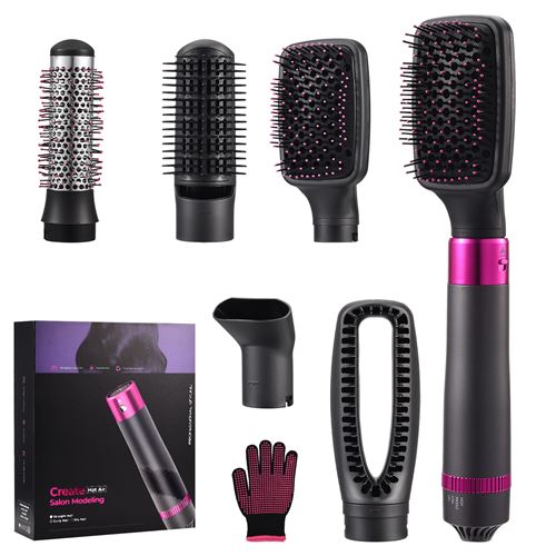 Brosse pour Sèche-Cheveux 5 en 1 avec Protection Contre La Surchauffe - Lisser et Coiffer Les Cheveux