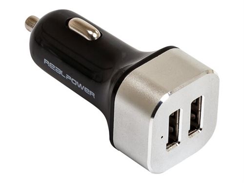 Realpower 2-Port USB car charger - Adaptateur d'alimentation pour voiture - 2400 mA - 2 connecteurs de sortie (2 x USB)