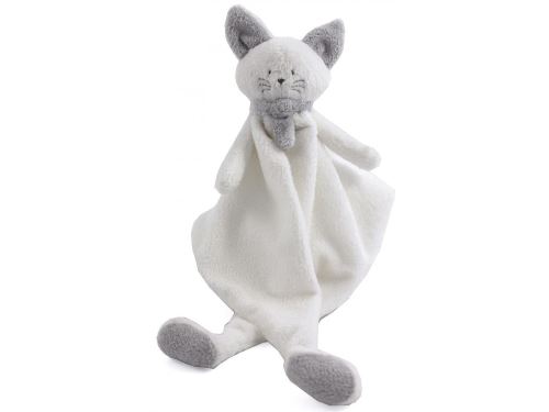 Dimpel - Cléo doudou chat - blanc et gris-clair