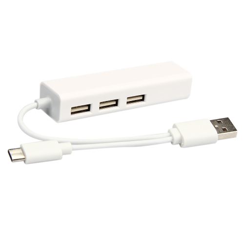 Type-C + USB 2.0 RJ45 Carte réseau LAN Ethernet Câble + 3 Port Hub pour Win 7 8 XP Pealer64