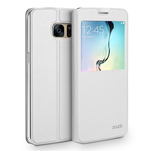 doupi Deluxe FlipCover pour Samsung Note 5, avec fenêtre magnétique Book Style protection écran stand Protecteur d'écran Case, blanc