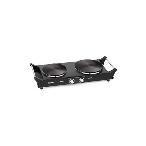 Duronic HP2BK Table de cuisson avec plaques à induction en inox et poignées intégrées (1500W et 1000W)