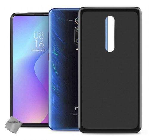 Housse etui coque pochette silicone gel fine pour Xiaomi Mi 9T avec verre trempe - NOIR