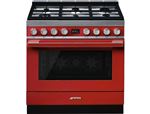 Smeg Elite Portofino CPF9GPR - Cuisinière - pose libre - largeur : 89.8 cm - profondeur : 60 cm - hauteur : 89 cm - avec système auto-nettoyant - classe A+ - rouge