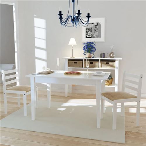vidaXL Eetkamerstoelen 2 st massief rubberwood en fluweel wit